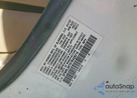 2007 Honda Odyssey Exl из США, поврежденный, VIN 5FNRL38767B428216